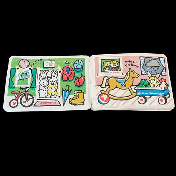 Johnson & Johnson Baby Bear Plays At Home Soft Baby Book Vintage 1983 Vinyl Bath - Picture 2 of 10